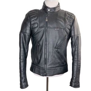 Stein Leathers Men’s Black Padded Biker Motorcycle Leather Jacket